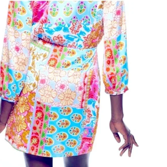 ZARA SATIN PATCHWORK PRINT DRESS - Picture 6 of 11